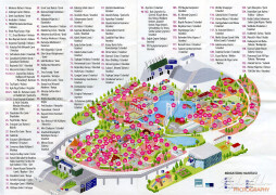 Карта с наименованията и местоположението на макетите в парк Miniaturk, Истанбул